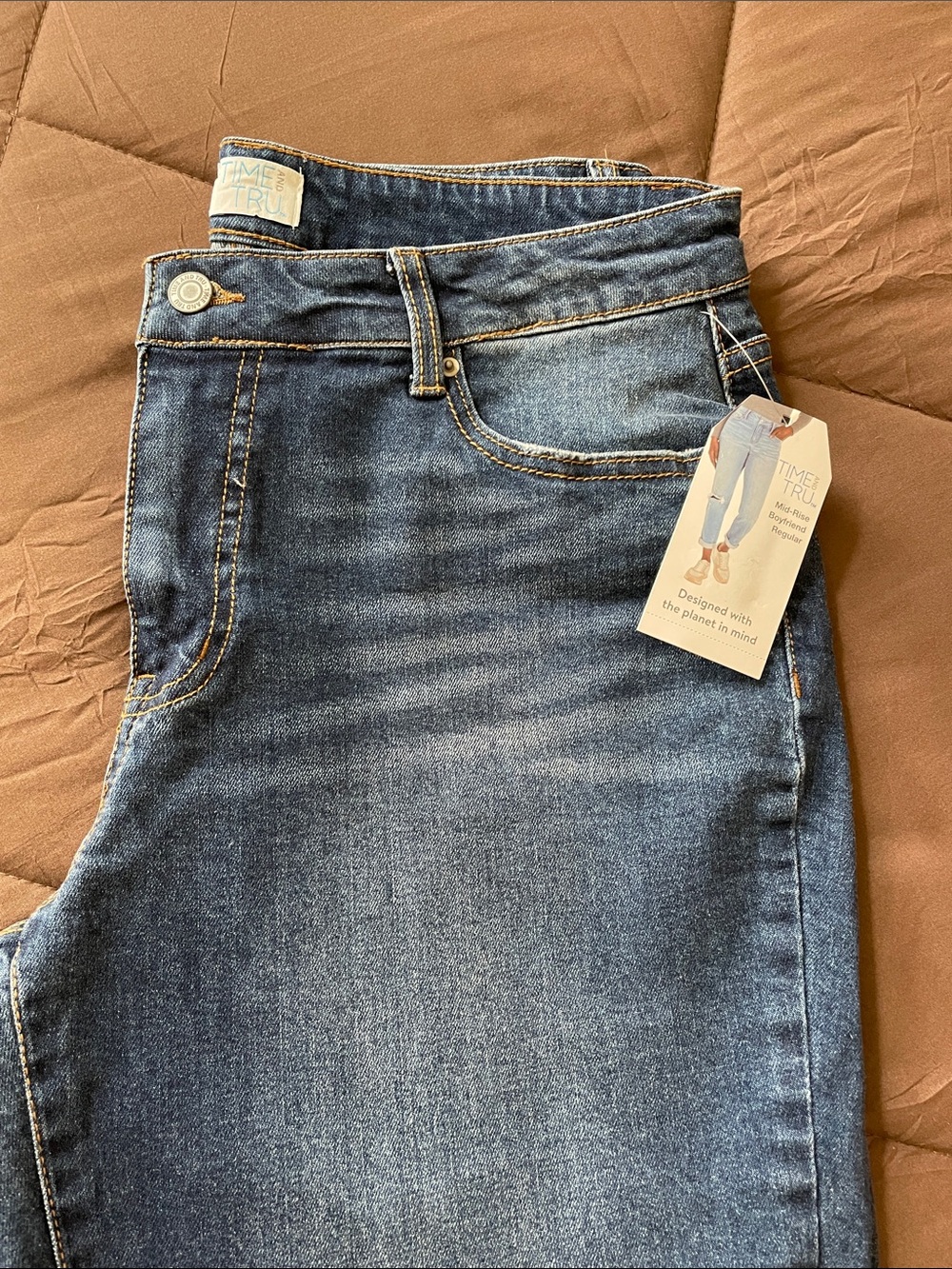 Time and Tru Dark Blue Boyfriend Jeans - Picture 3 of 4